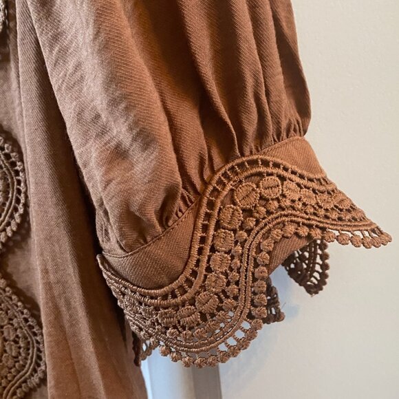 Express Brown Shirt w Detailing Throughout Size Medium - Picture 5 of 13